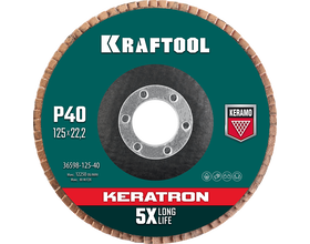 Круг лепестковый керамический торцевой по нержавеющей стали KRAFTOOL 36598-125-60 125 х 22.2 мм, P60