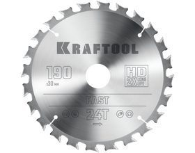 Пильный диск по дереву KRAFTOOL 36950-185-20 Fast, 185 х 20 мм, 24Т