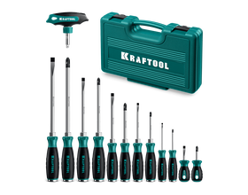 Набор ударных отверток KRAFTOOL IMPACT, 13 шт, сквозной стержень Cr-Mo (25035)