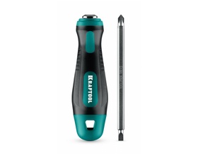 Универсальная переставная отвертка с двусторонним стержнем KRAFTOOL Universal-12, PH 0-1-2-3-4, PZ 1-2-3-4, SL 5, 6, 8 мм, 12-в-1 (26168)