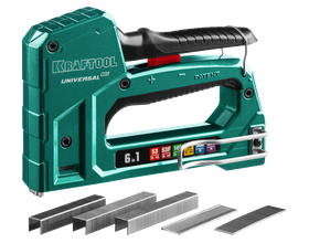 Степлер KRAFTOOL Universal-HD, 6-в-1: 53 (A/10/JT21) 23GA (6 - 14 мм)/140 (G/11/57) 20GA (8 - 14 мм)/13/53F/300/500, 