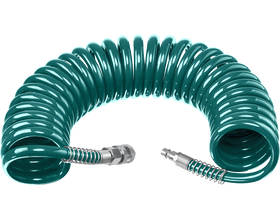 Воздушный спиральный шланг KRAFTOOL 06590-15 15 м, 8 х 12 мм, 15 бар, с фитингами рапид