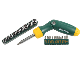 Реверсивно-рычажная отвертка KRAFTOOL X-Hard-21, 21 предм., с насадками (26151-H21)