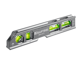 Уровень брусковый магнитный KRAFTOOL 200 мм, 8 в 1, точность 0.3 мм/м, 4 глазка (34790)