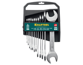 Набор рожковых гаечных ключей KRAFTOOL 12 шт, 6 - 32 мм (27033-H12C)