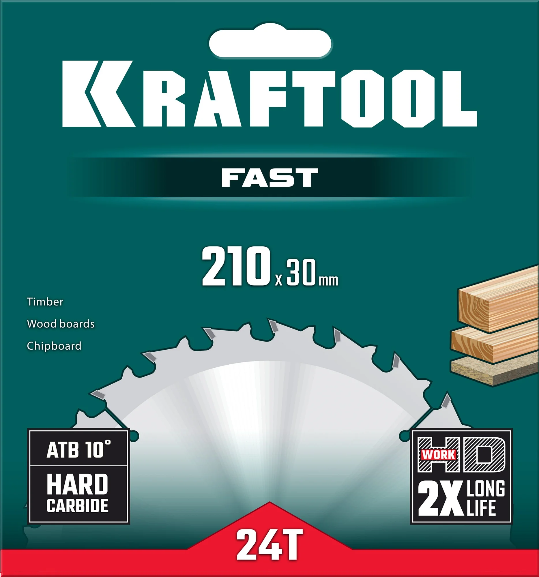 Пильный диск по дереву KRAFTOOL 36950-210-30 Fast, 210 х 30 мм, 24Т