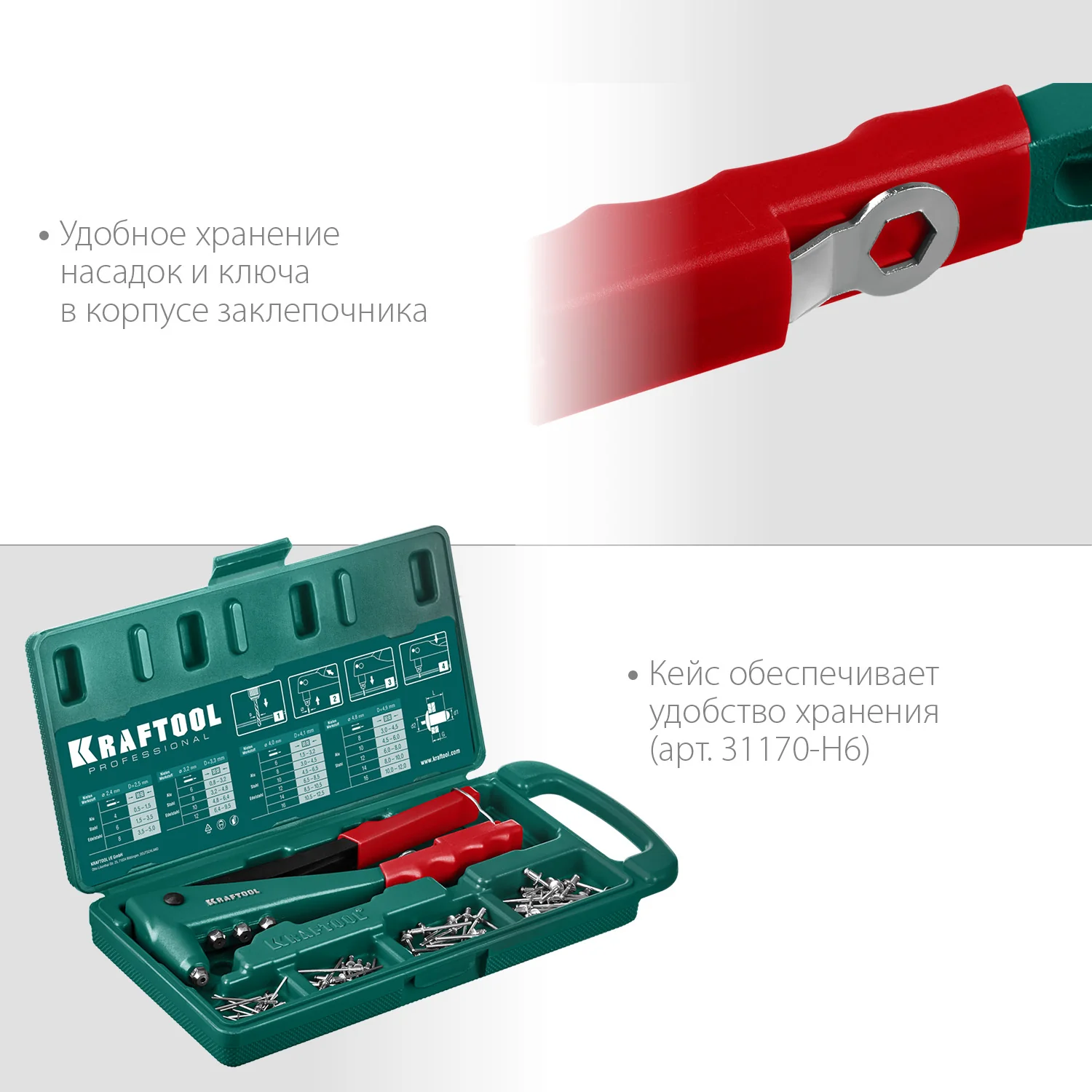 Заклепочник литой KRAFTOOL 2.4 - 4.8 мм (31170)