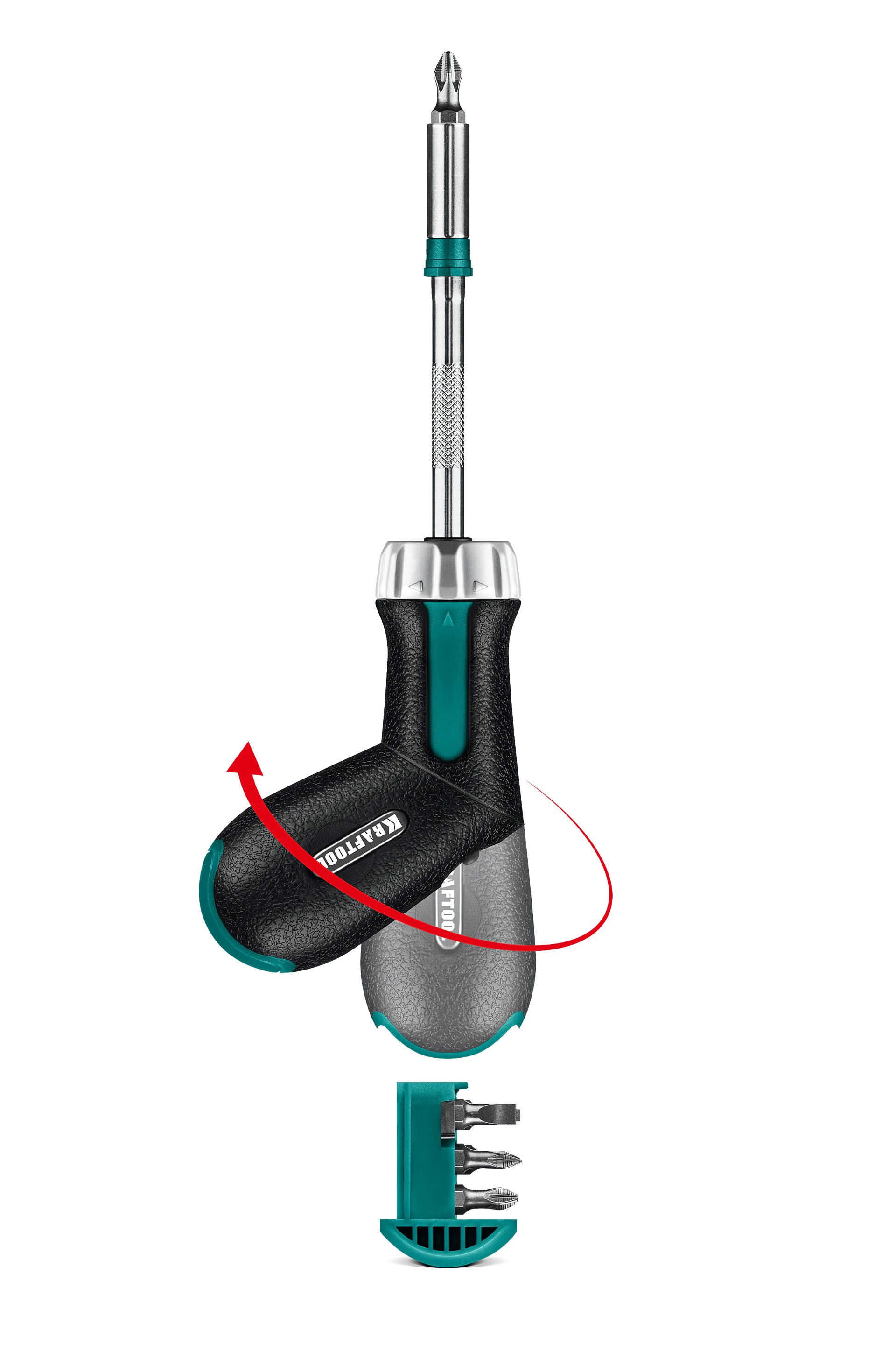 Набор: рычажная реверсивная отвертка с битами KRAFTOOL EXTREM, 6 шт (25899)