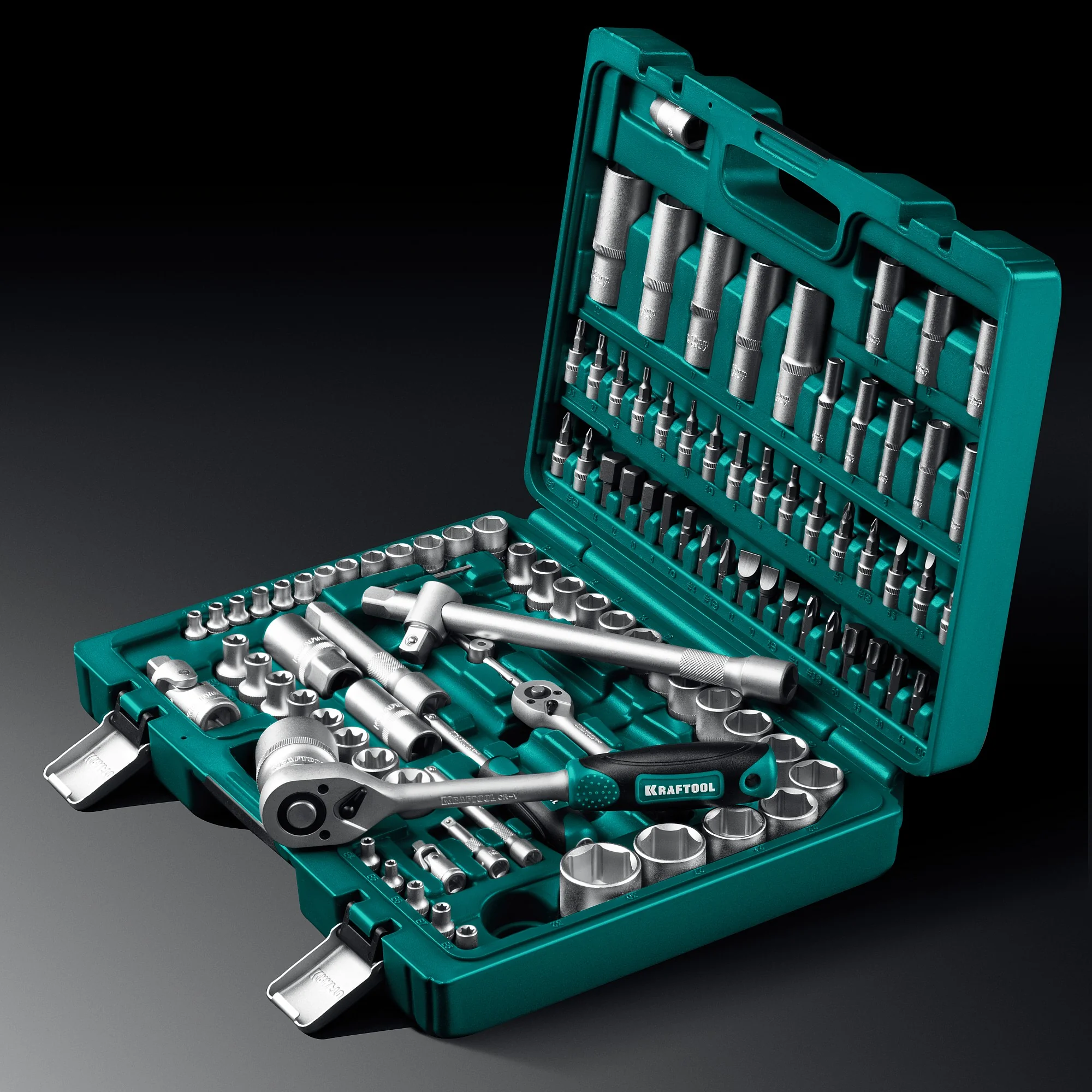 Универсальный набор инструмента KRAFTOOL X-Drive 108, 108 предм., (1/2″+3/8″+1/4″) (27888-H108)