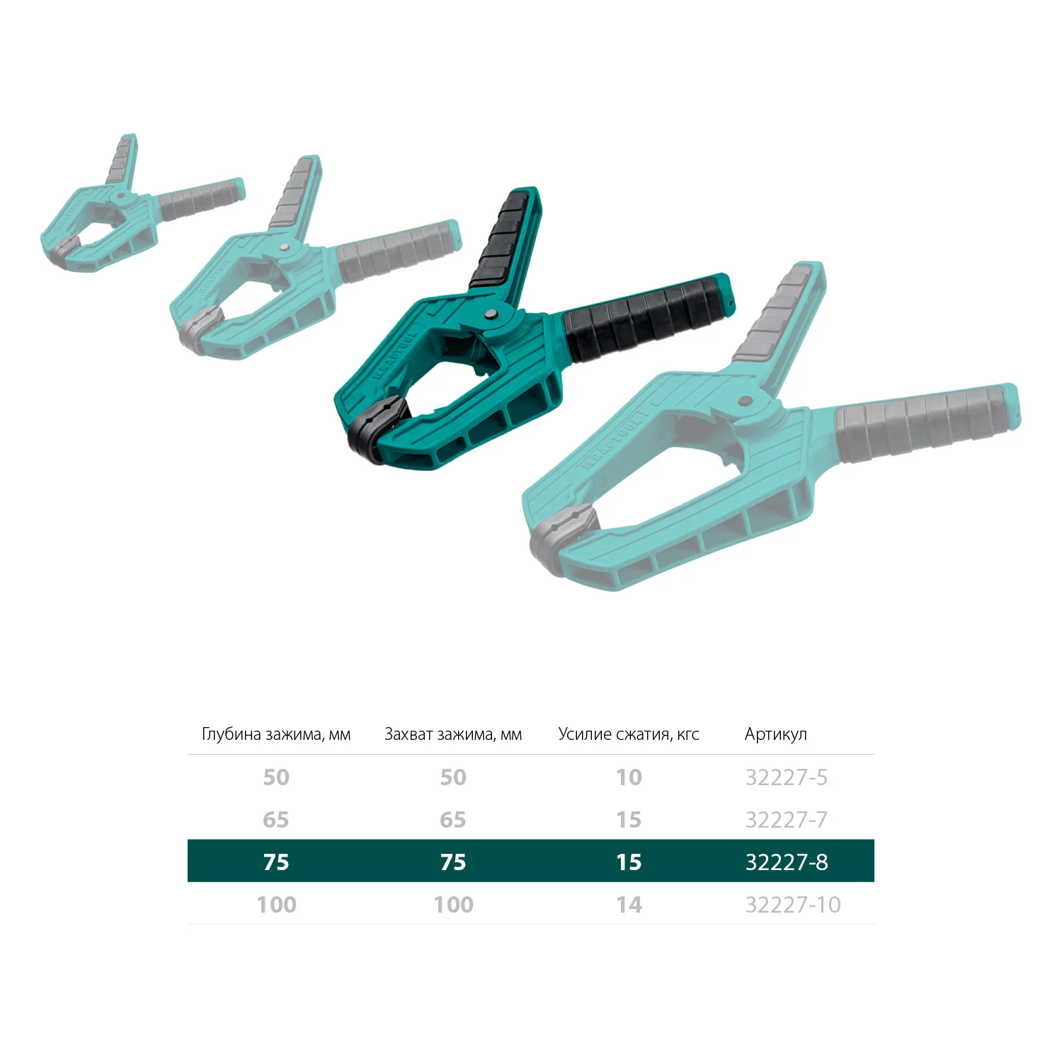 Пружинная струбцина KRAFTOOL SC-8, 75 х 75 мм (32227-8)