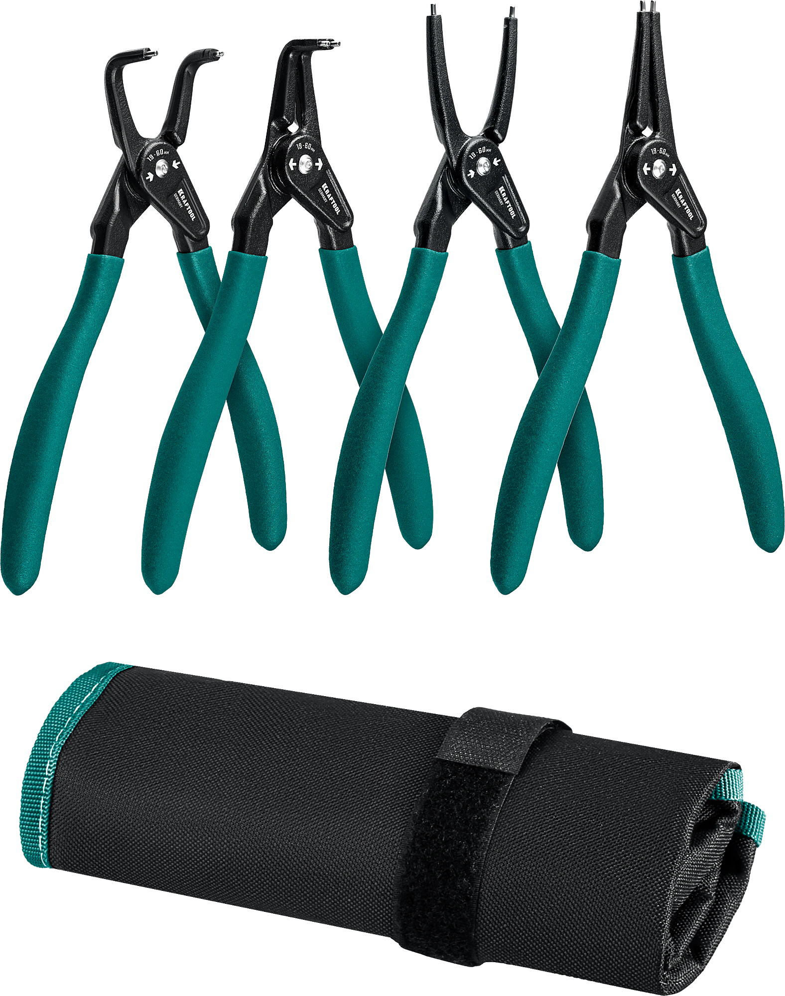 Съемник стопорных колец KRAFTOOL 180 мм, изогнутые губки, внутренний (22812-2)