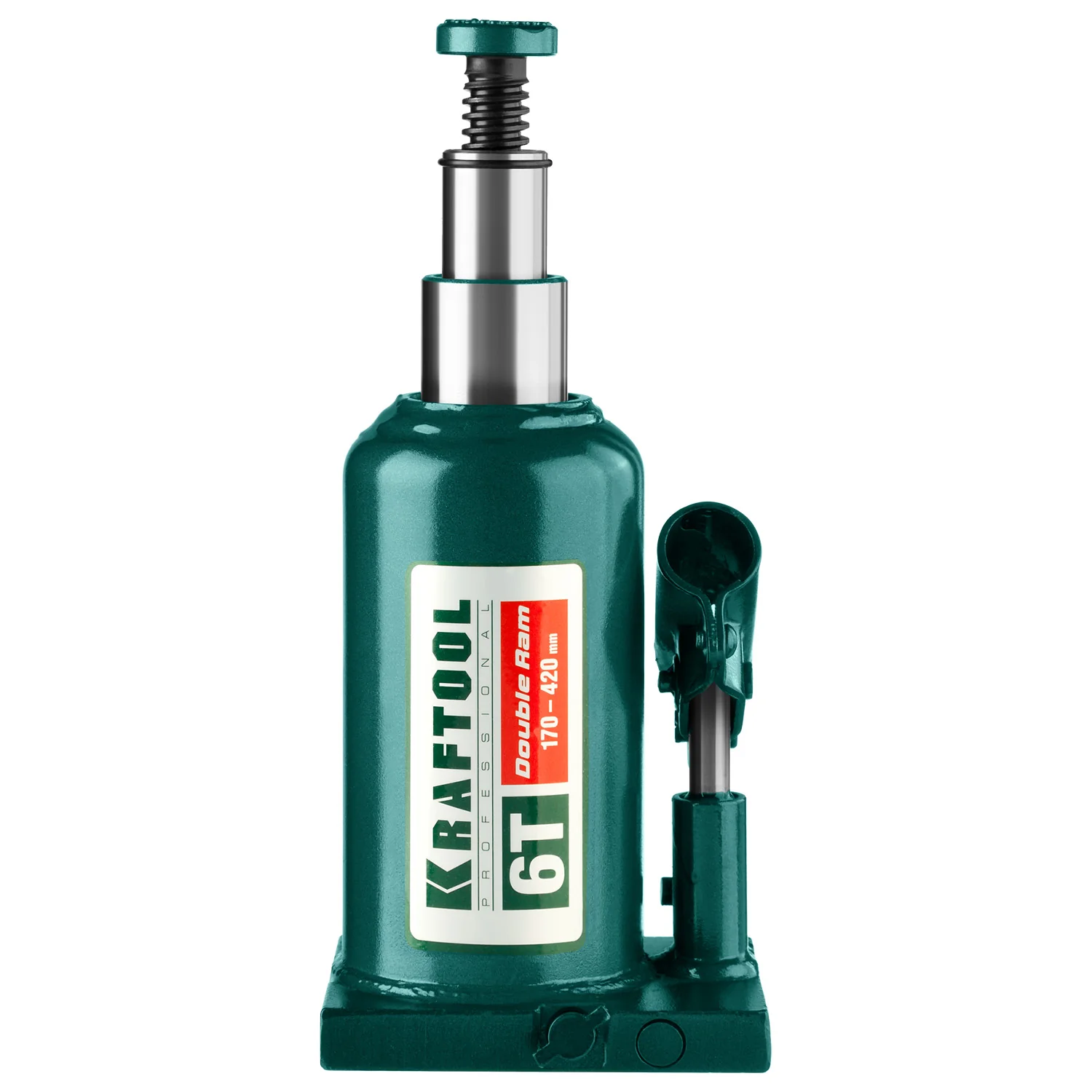 Домкрат бутылочный двухштоковый KRAFTOOL 6 т, 170 - 420 мм, с увеличенным подъемом (43463-6)