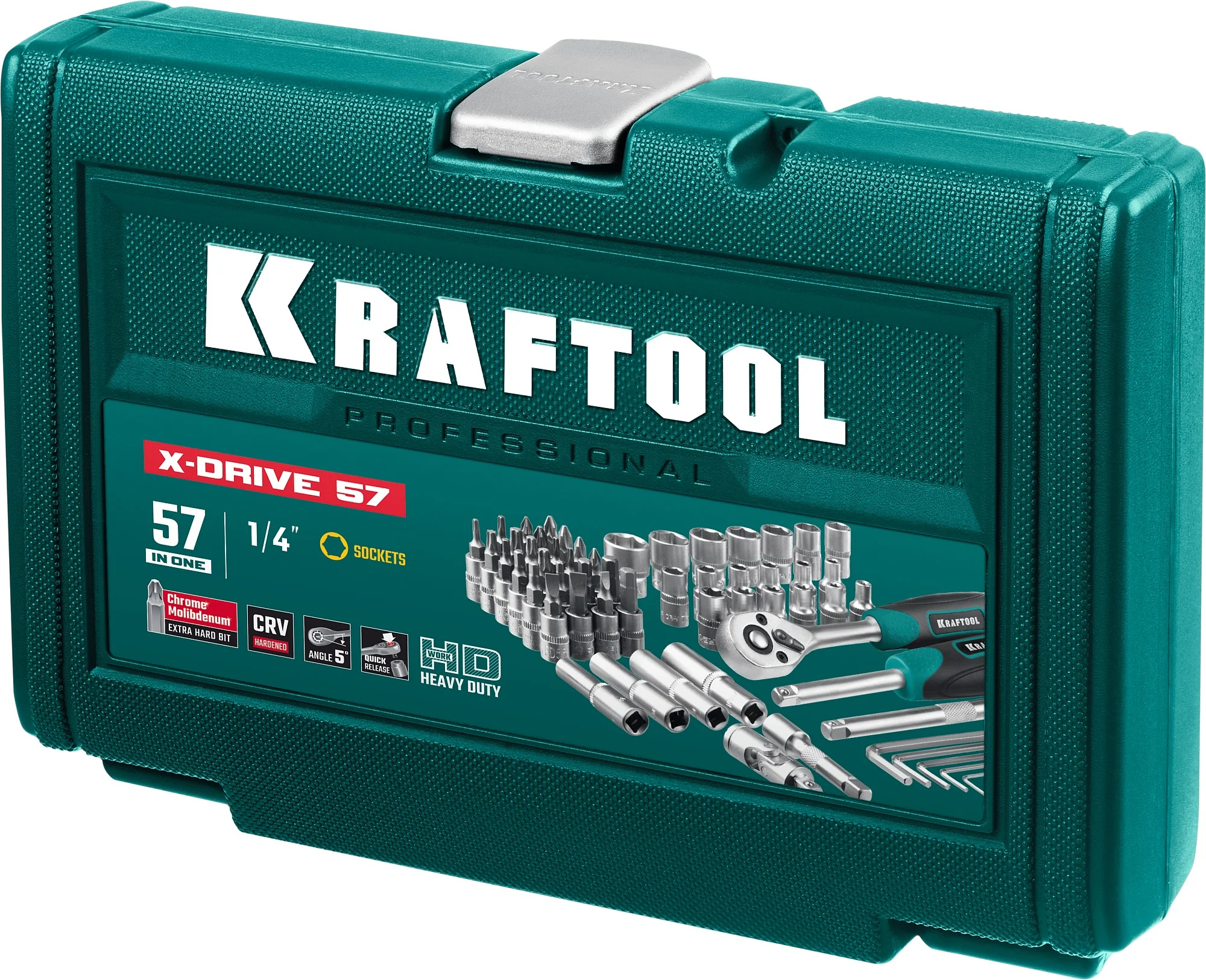 Универсальный набор инструмента KRAFTOOL X-Drive, 57 предм., (1/4″) (27885-H57)