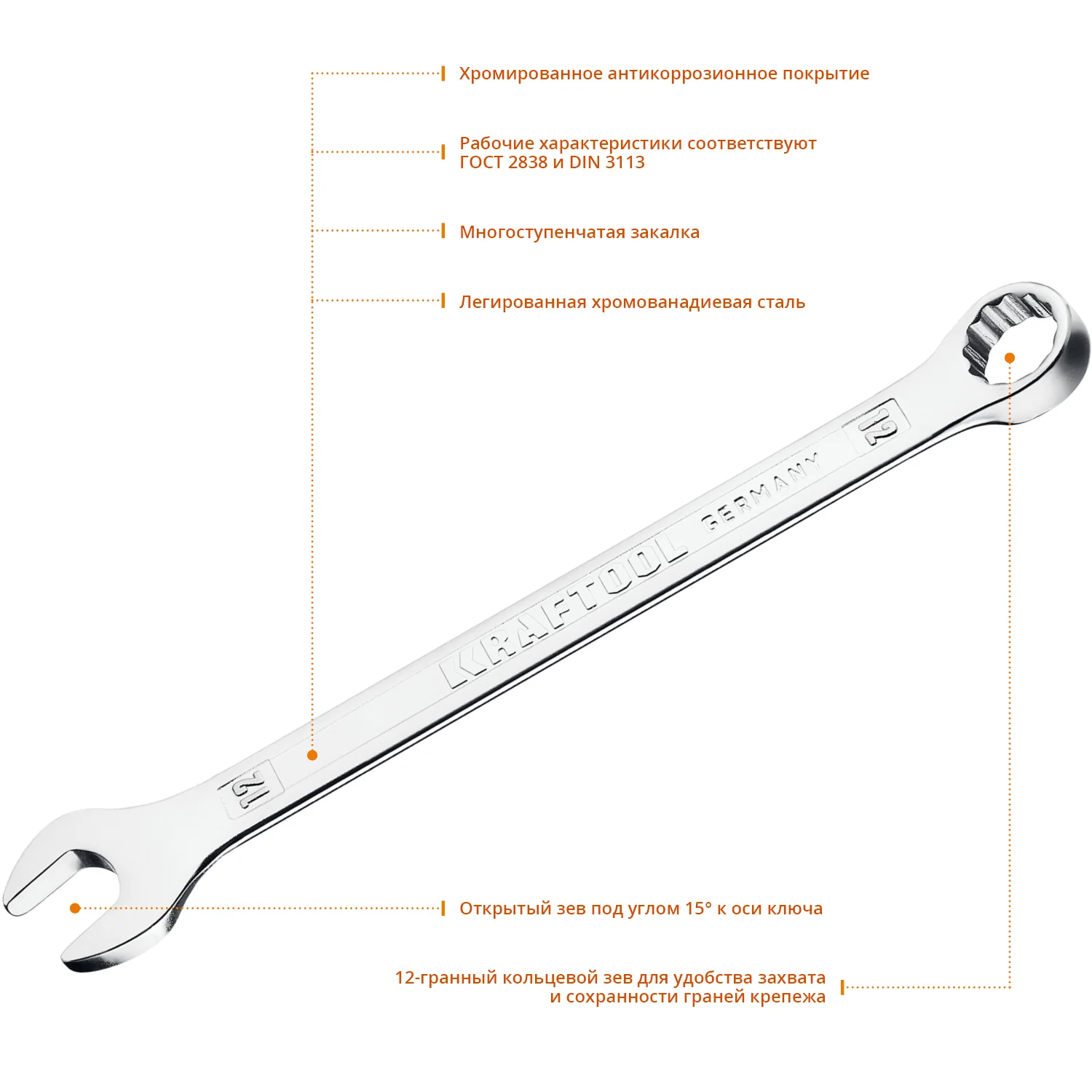Комбинированный гаечный ключ KRAFTOOL 12 мм (27079-12)