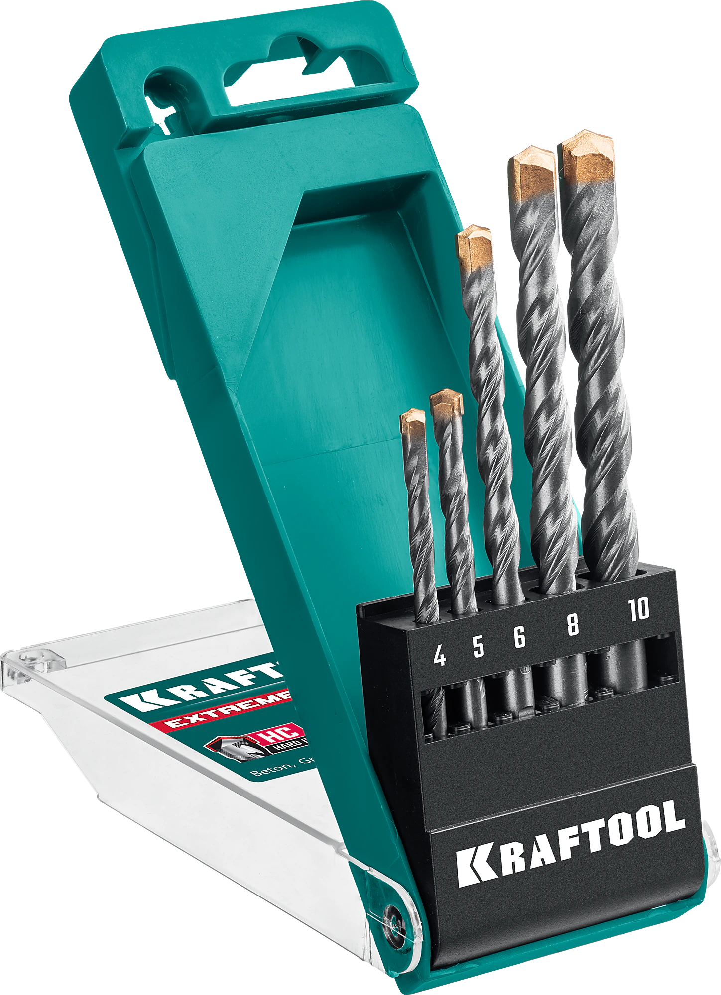 Набор сверл по бетону KRAFTOOL 29166-H5 Extreme, 5 шт: 4-5-6-8-10 мм, трехгранный хвостовик