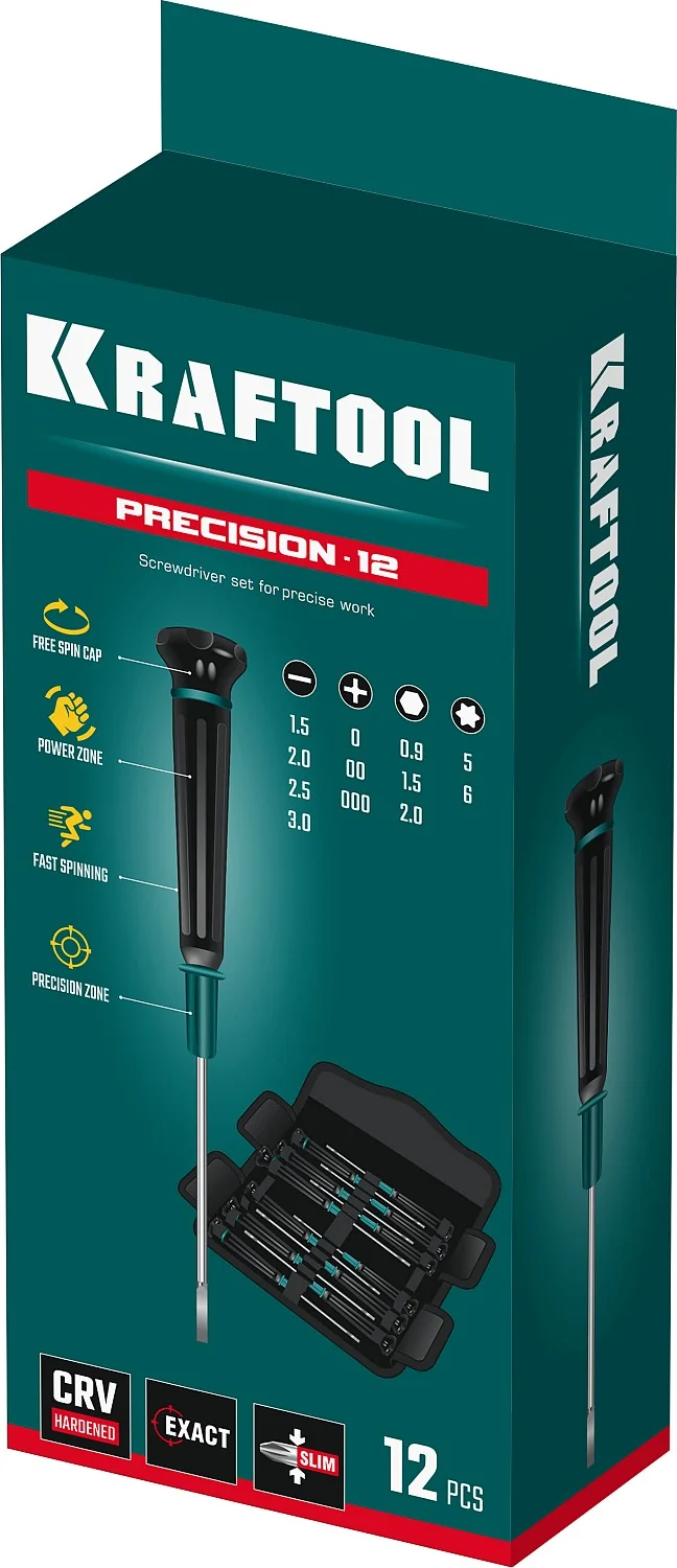 Набор отверток для точных работ KRAFTOOL Precision-12, 12 предм. (25689)