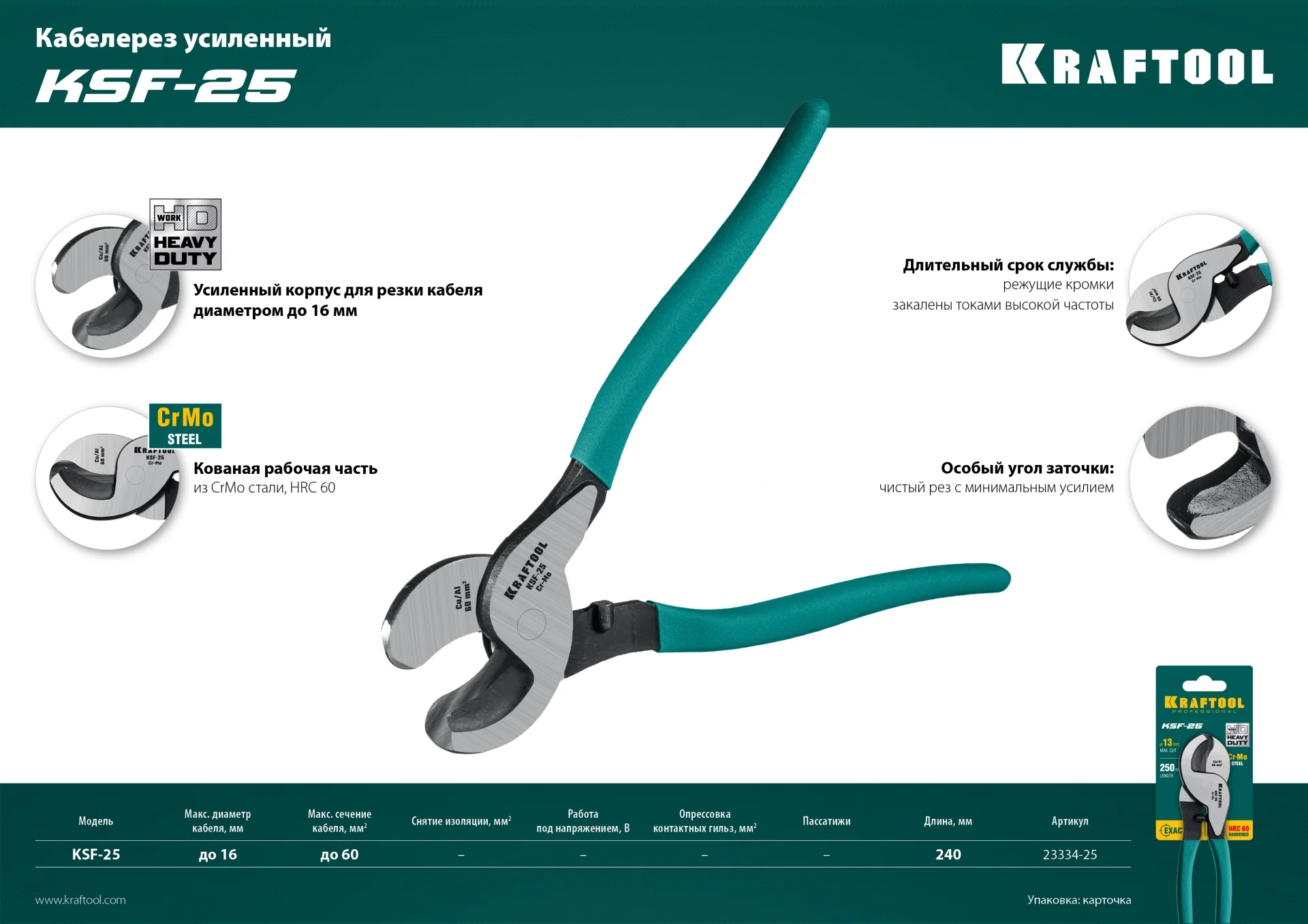 Кабелерез усиленный KRAFTOOL (23334-25)