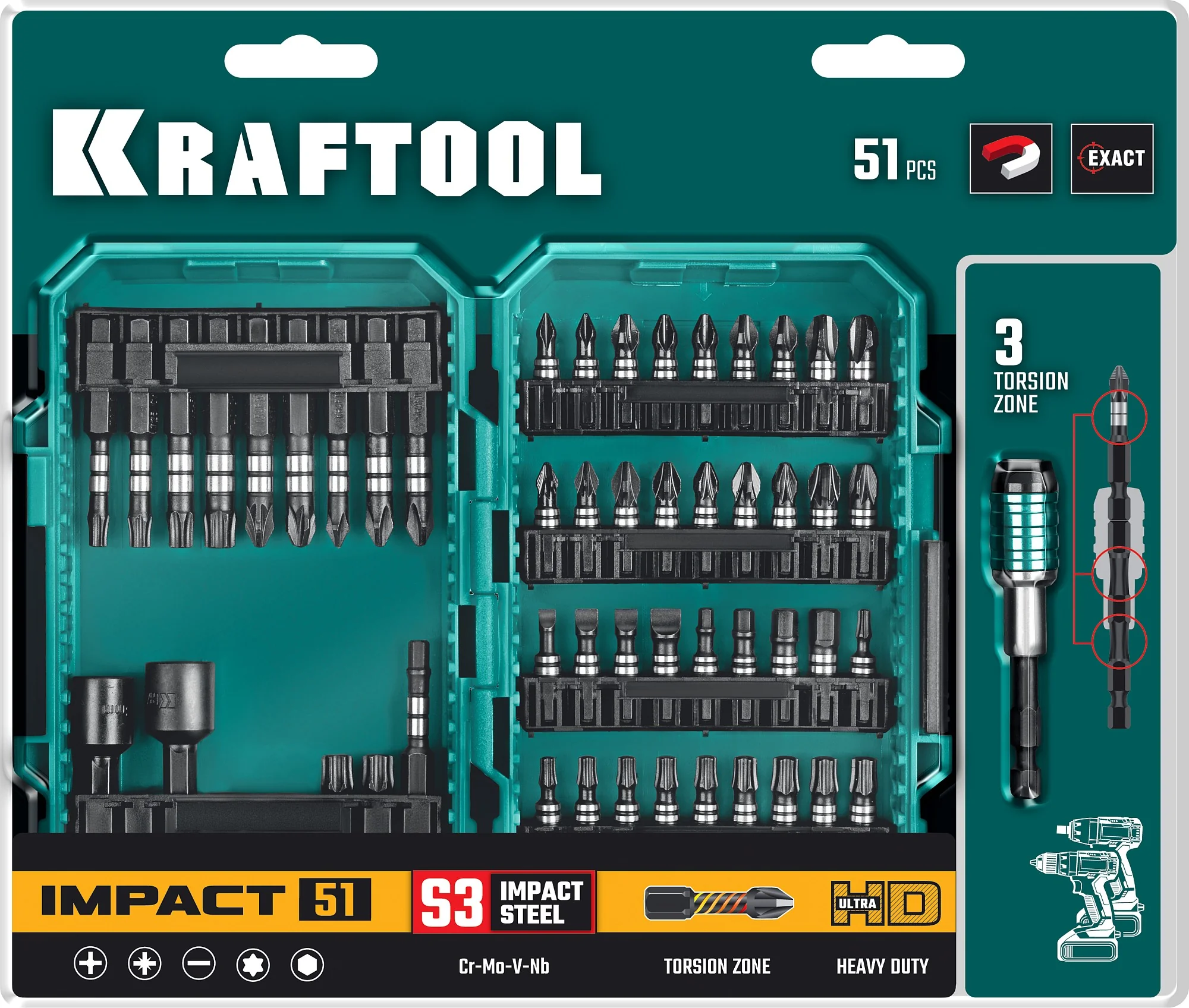 Набор ударных бит KRAFTOOL Impact-51, 51 шт (26066-H51)