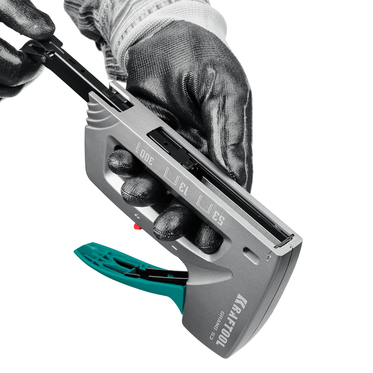 Степлер KRAFTOOL GRAND-53, тип 53 (A/10/JT21) 23GA (6 - 16 мм)/13/300, алюминиевый рессорный (3193)