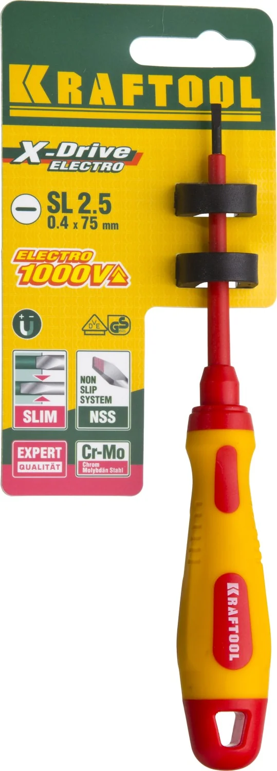 Отвертка высоковольтная KRAFTOOL SL2.5 х 75 мм (250083-2.5-075)