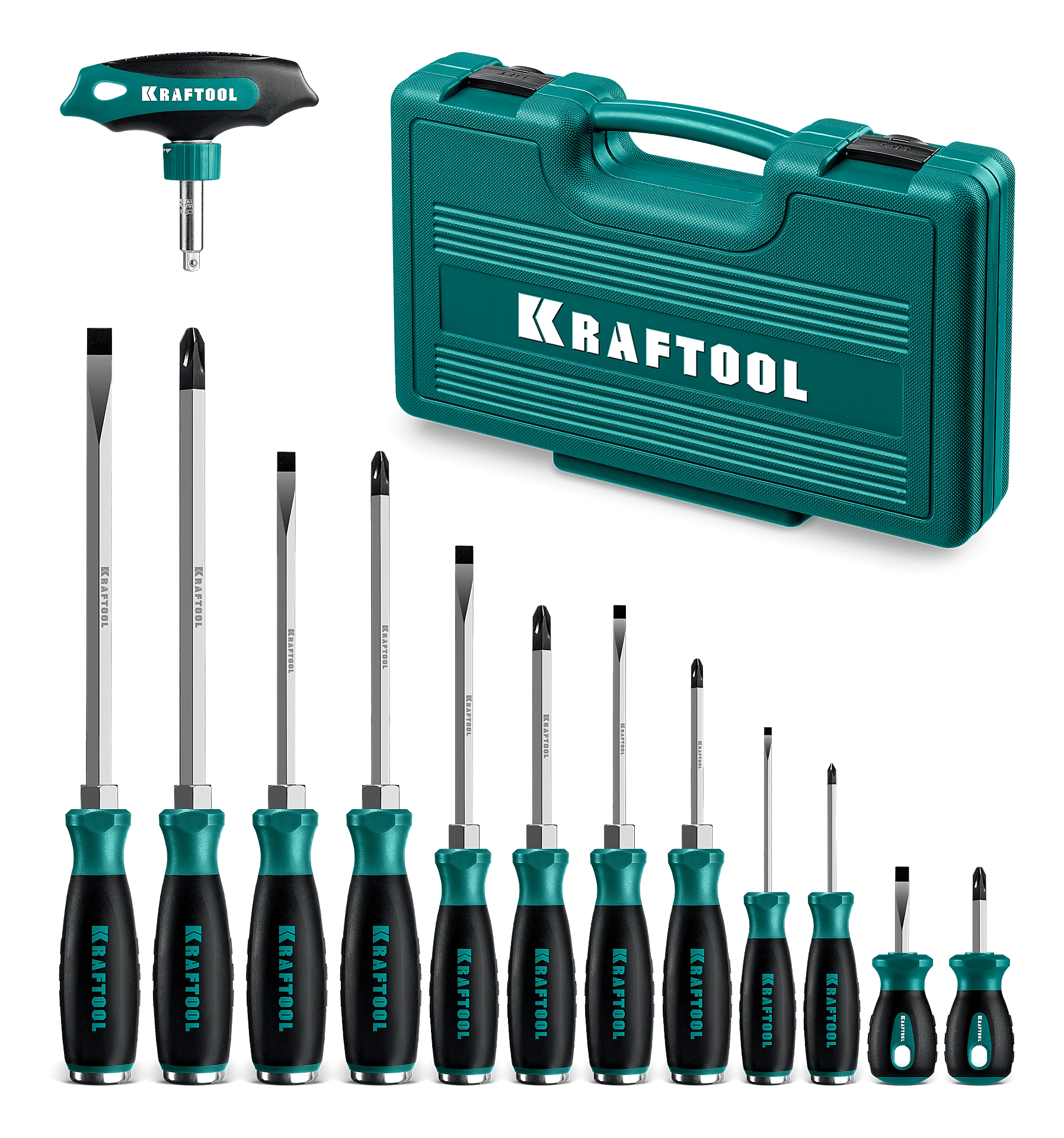 Набор ударных отверток KRAFTOOL IMPACT, 13 шт, сквозной стержень Cr-Mo (25035)