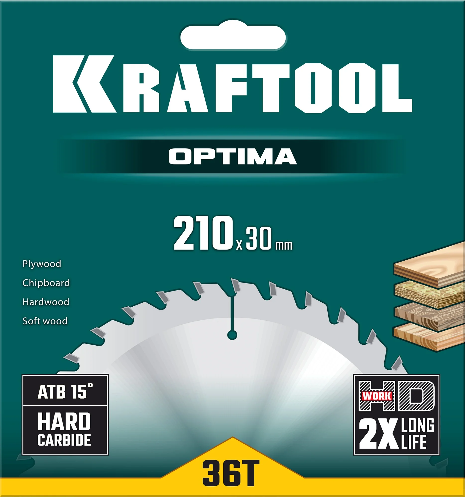 Пильный диск по дереву KRAFTOOL 36951-210-30 Optima, 210 х 30 мм, 36Т