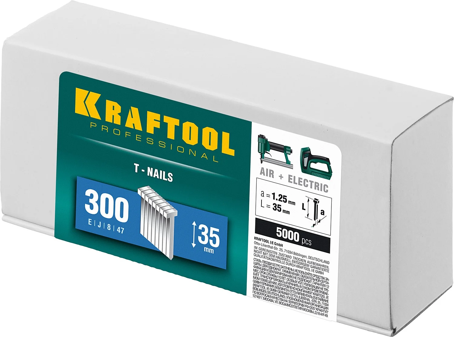 Гвозди тип 300 KRAFTOOL 35 мм, калибр 18GA, 5000 шт (31785-35)