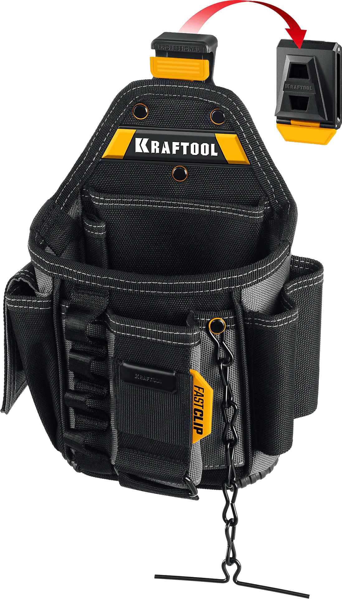 Поясная сумка KRAFTOOL KP-13E, с быстросъёмным креплением FastClip, 280 х 200 мм (38772) Поясная сумка KRAFTOOL KP-13E, с быстросъёмным креплением FastClip, 280 х 200 мм (38772)