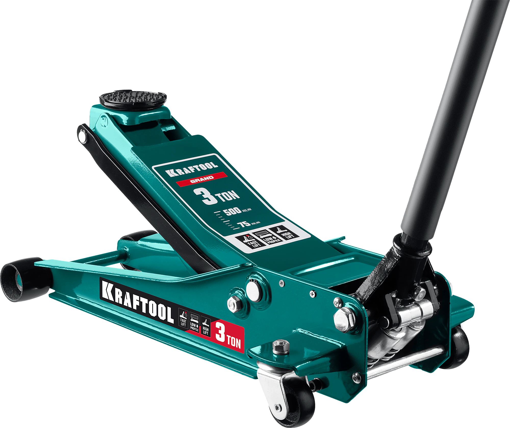Домкрат подкатной универсальный KRAFTOOL 3 т, 75 - 500 мм, для СТО (43451-3)