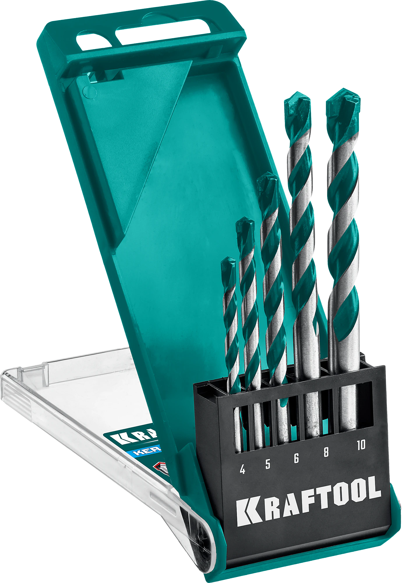Набор сверл по керамограниту KRAFTOOL 29175-H5 Keramo, 5 шт: 4-5-6-8-10 мм с твердосплавной пластиной