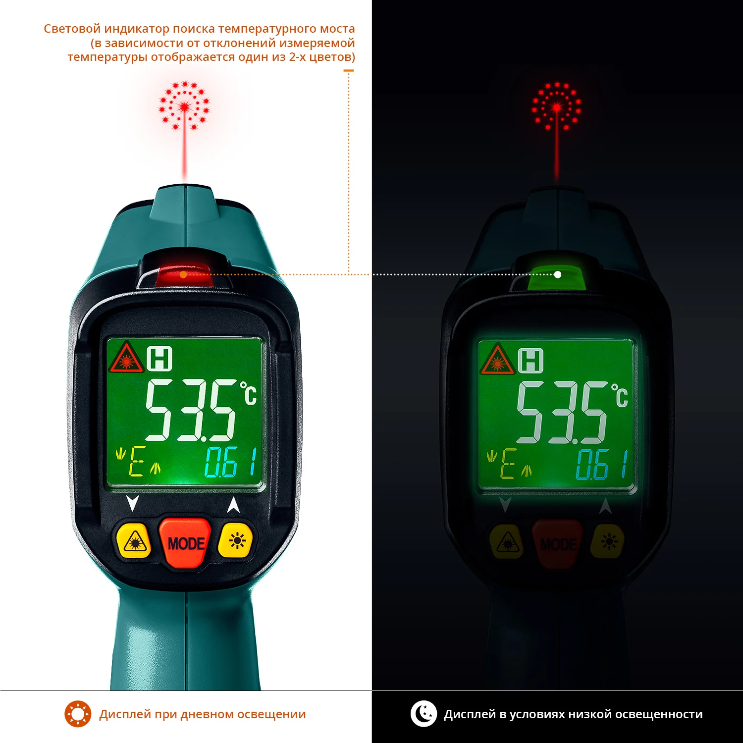 Пирометр инфракрасный KRAFTOOL -50° +550°С (45705-550)