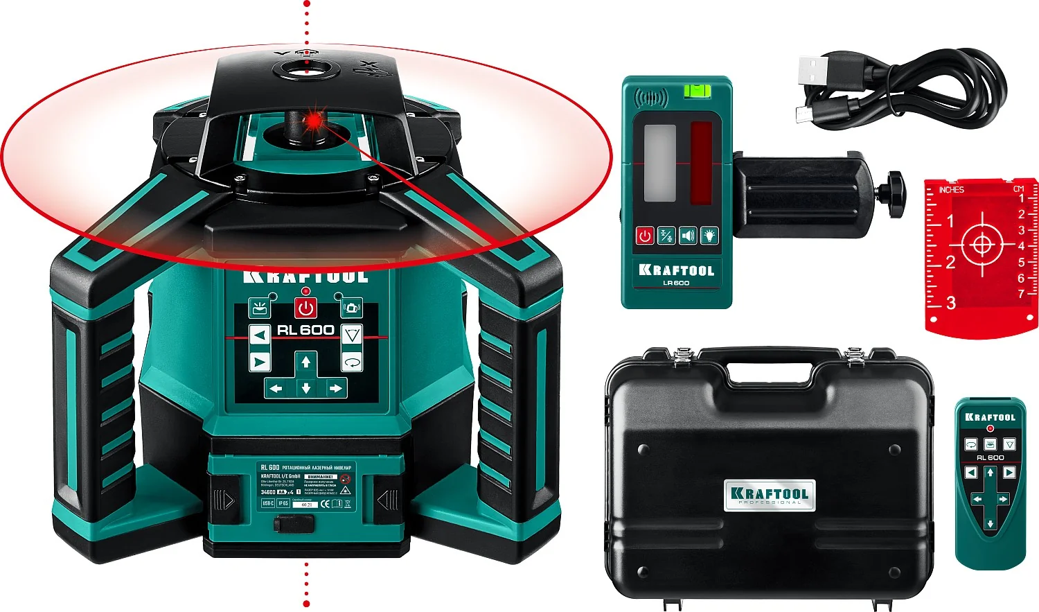 Нивелир ротационный лазерный KRAFTOOL 600 м (34600)