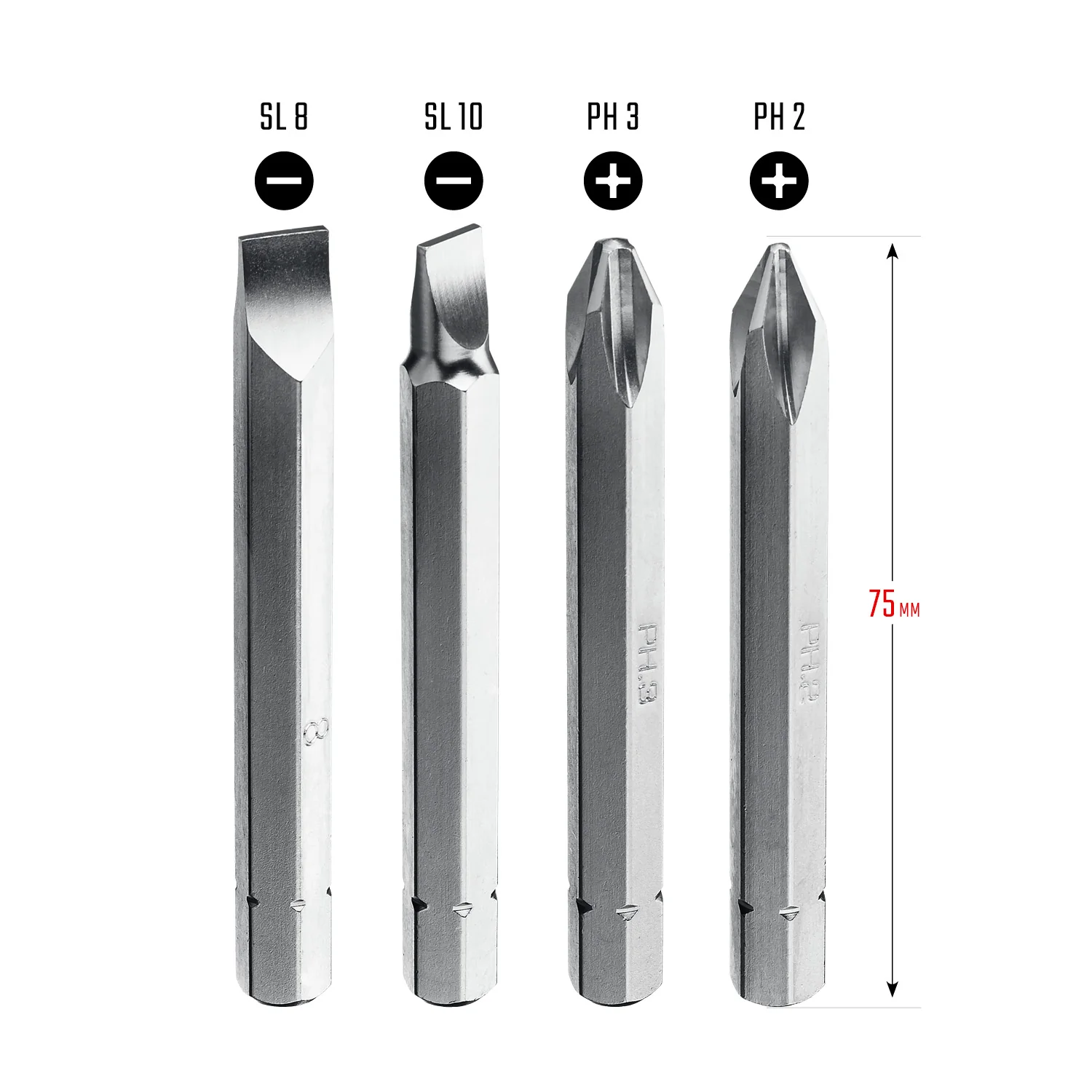 Набор бит для ударной отвертки KRAFTOOL 75 мм, 4 шт (25552)