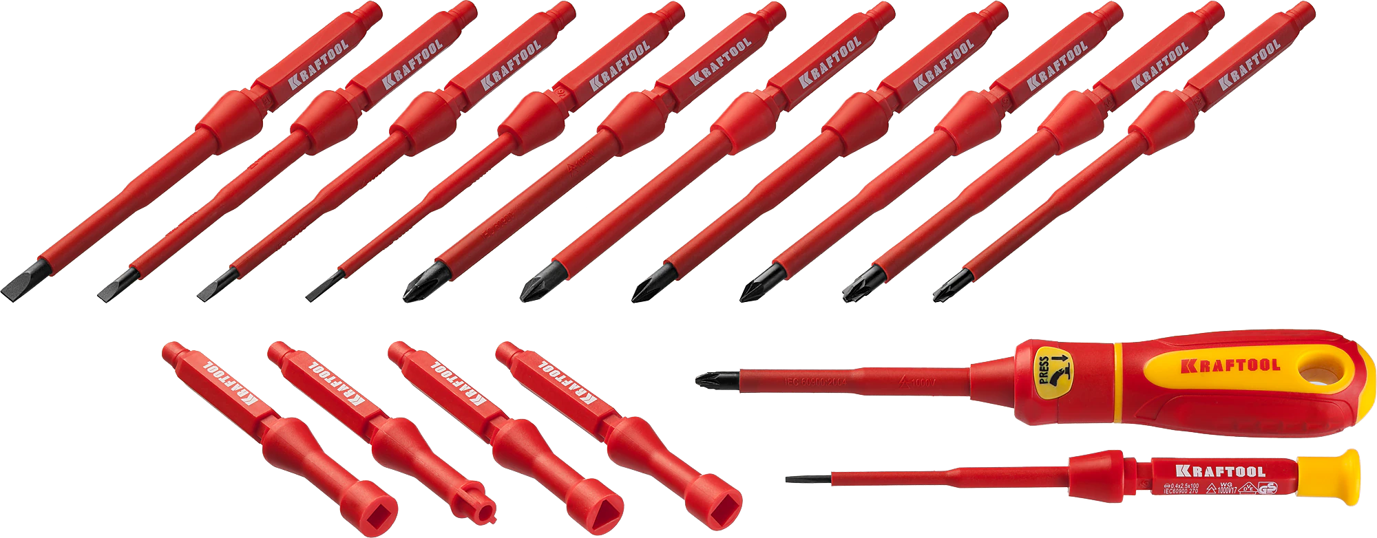 Набор высоковольтных отверток KRAFTOOL 18 предм, с чехлом (220092-H18)