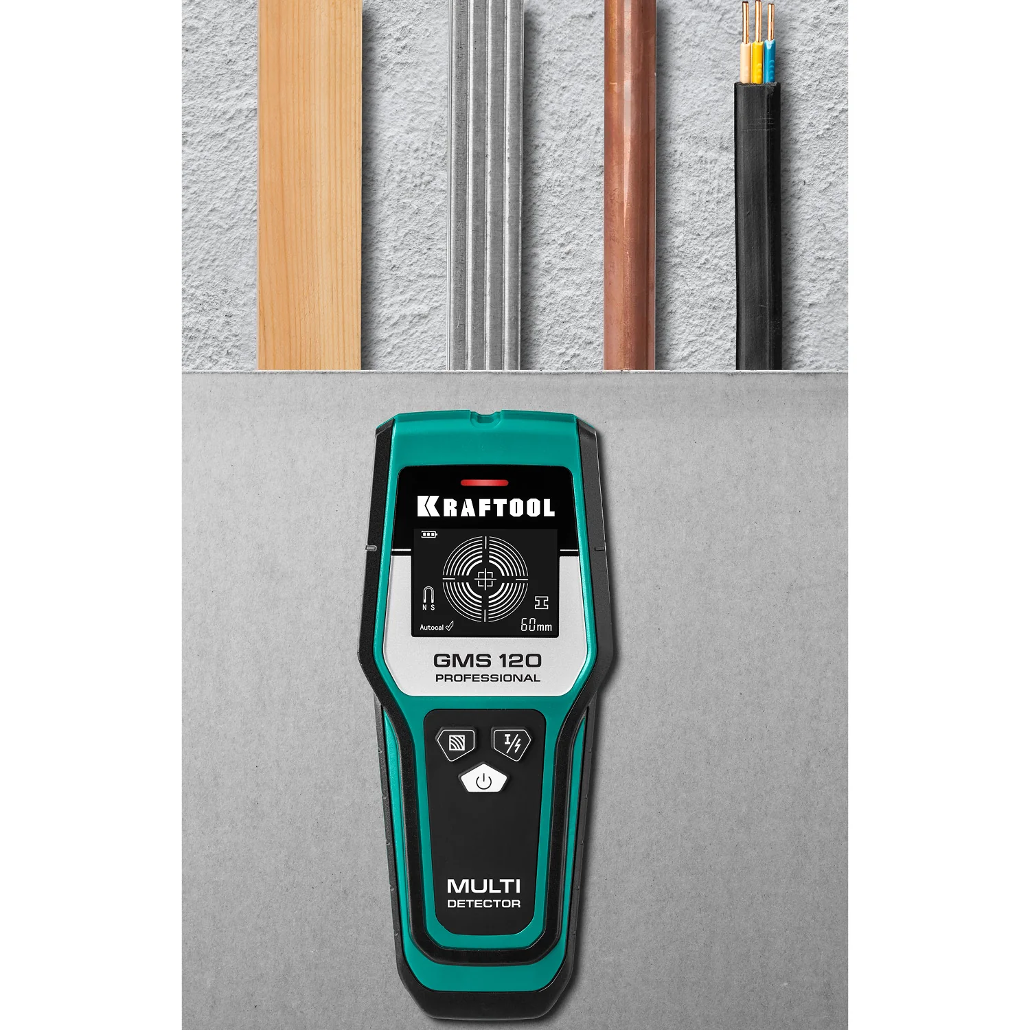 Детектор универсальный KRAFTOOL проводки, ЖК дисплей (45298)