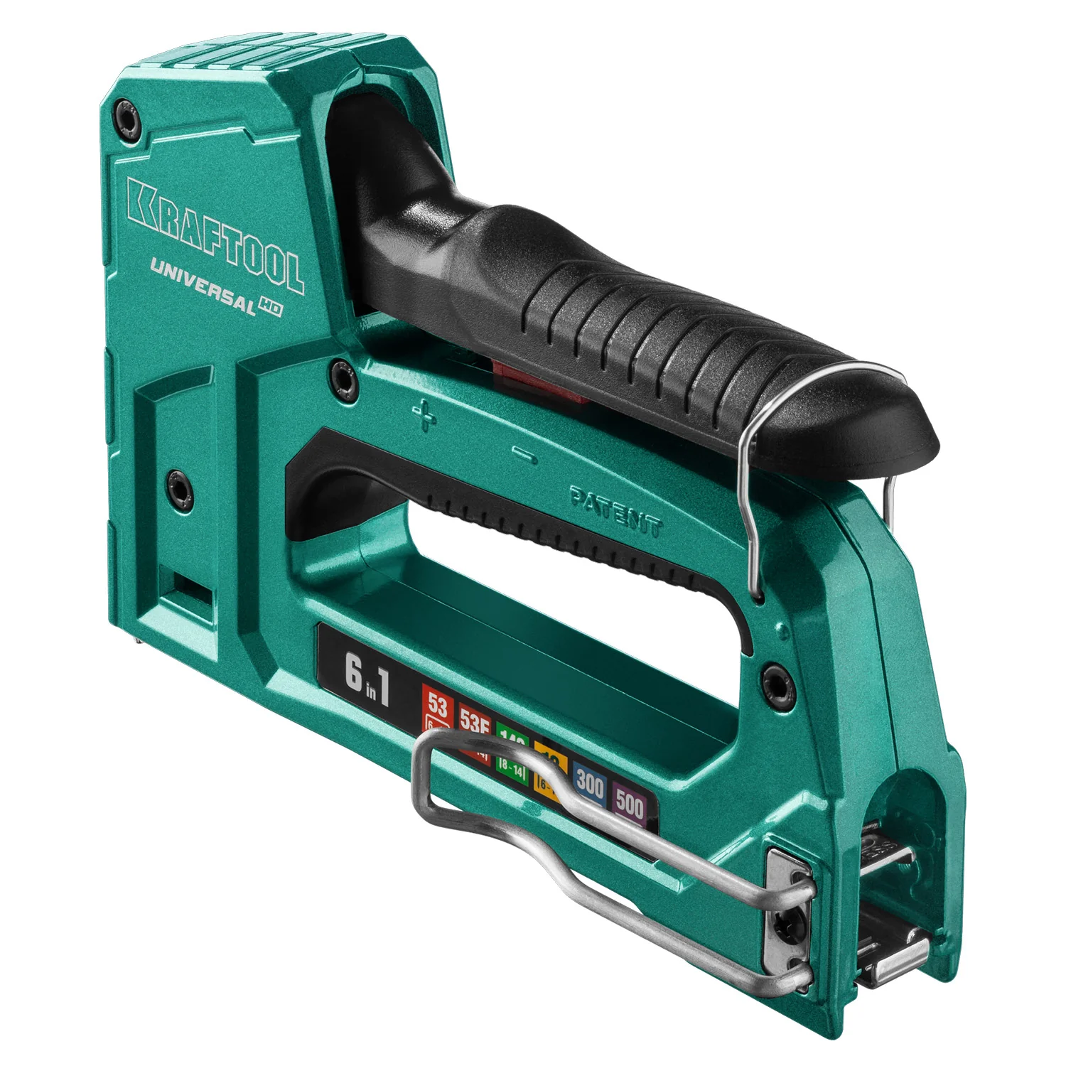 Степлер KRAFTOOL Universal-HD, 6-в-1: 53 (A/10/JT21) 23GA (6 - 14 мм)/140 (G/11/57) 20GA (8 - 14 мм)/13/53F/300/500, 