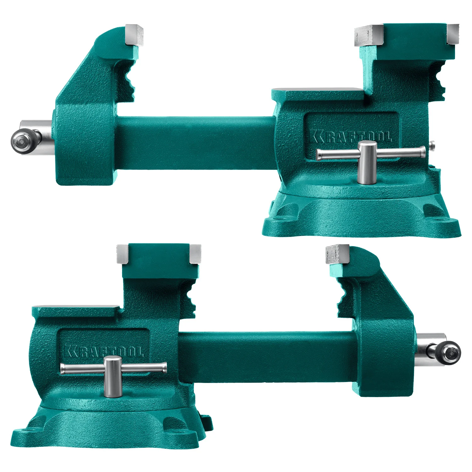 Слесарные тиски KRAFTOOL Reversible, 140 мм, расход 273 мм (32705-140)