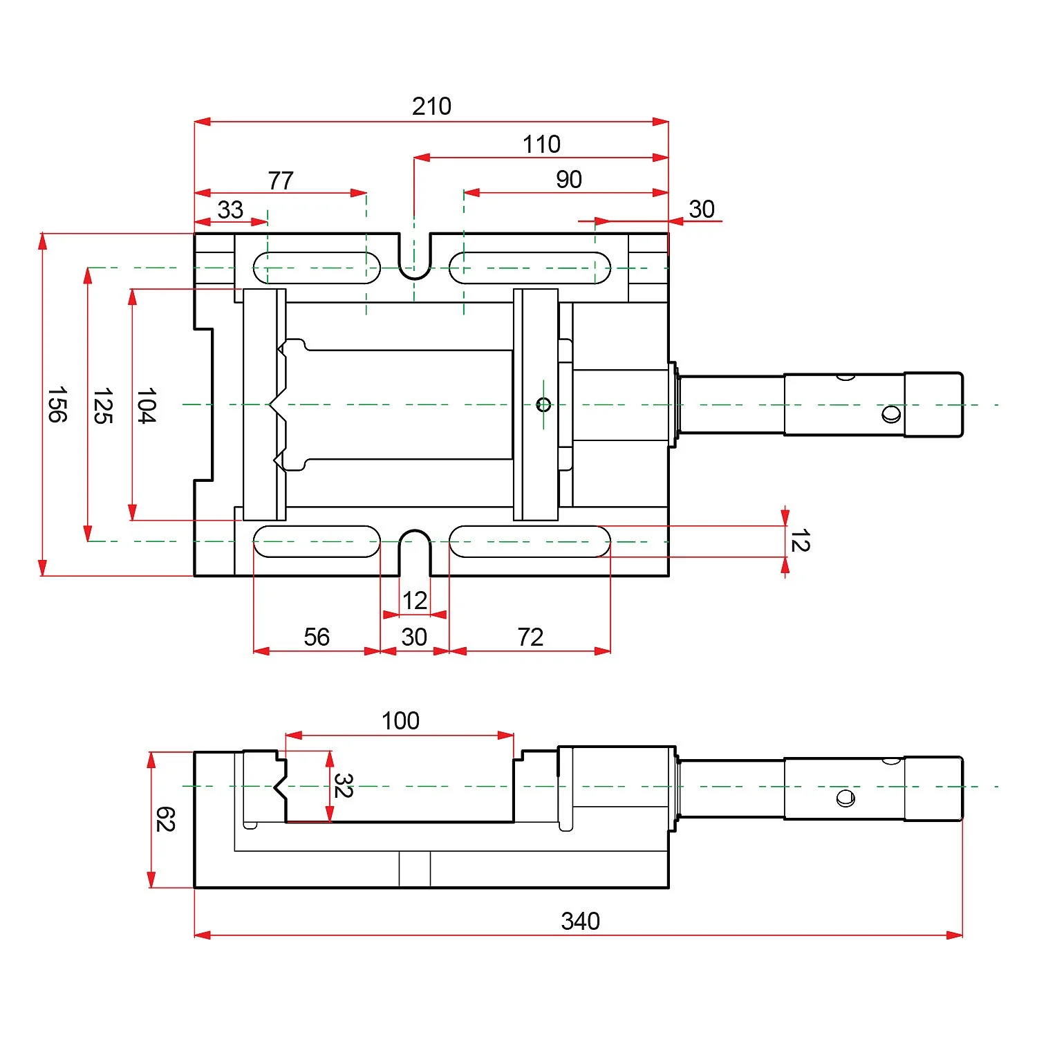 Трехсторонние, станочные сверлильные тиски KRAFTOOL 100 мм (32716-100)