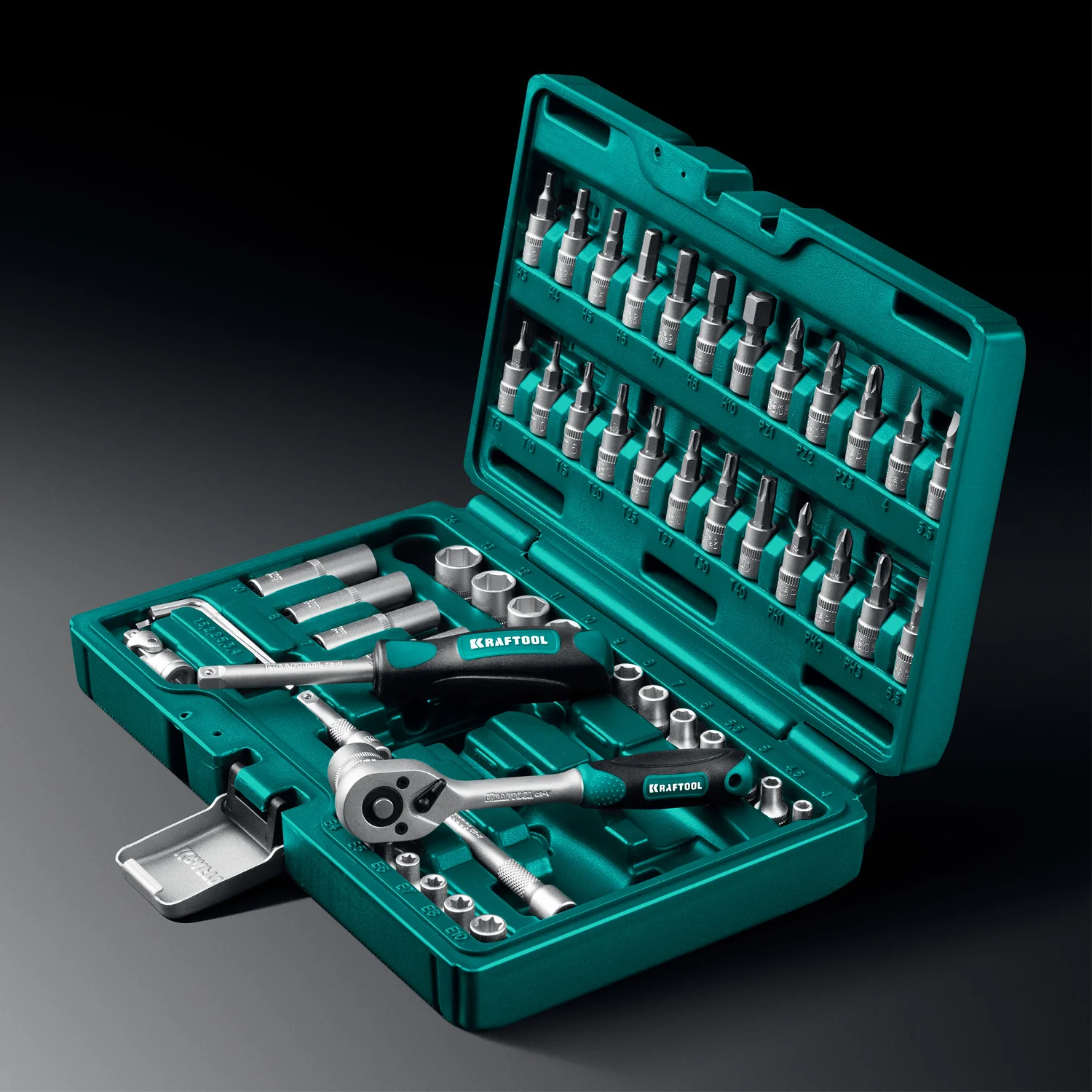 Универсальный набор инструмента KRAFTOOL X-Drive, 57 предм., (1/4″) (27885-H57)
