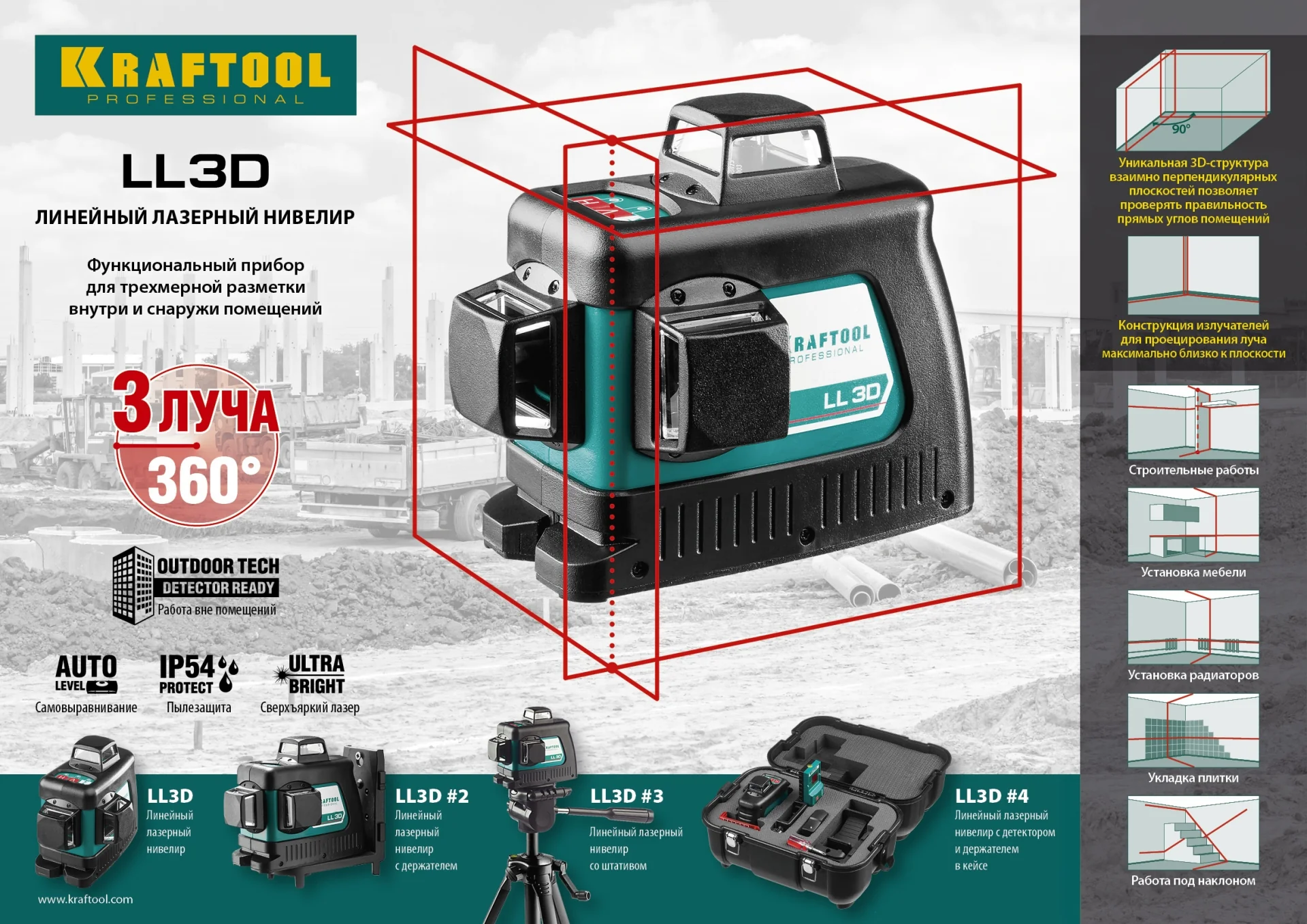 Нивелир лазерный KRAFTOOL 3D (34640-2)