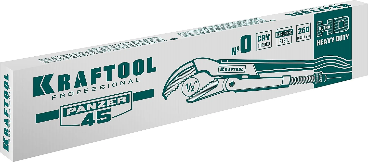 Трубный ключ KRAFTOOL PANZER-45, №0, 1/2″, 240 мм, с изогнутыми губками (2735-05)