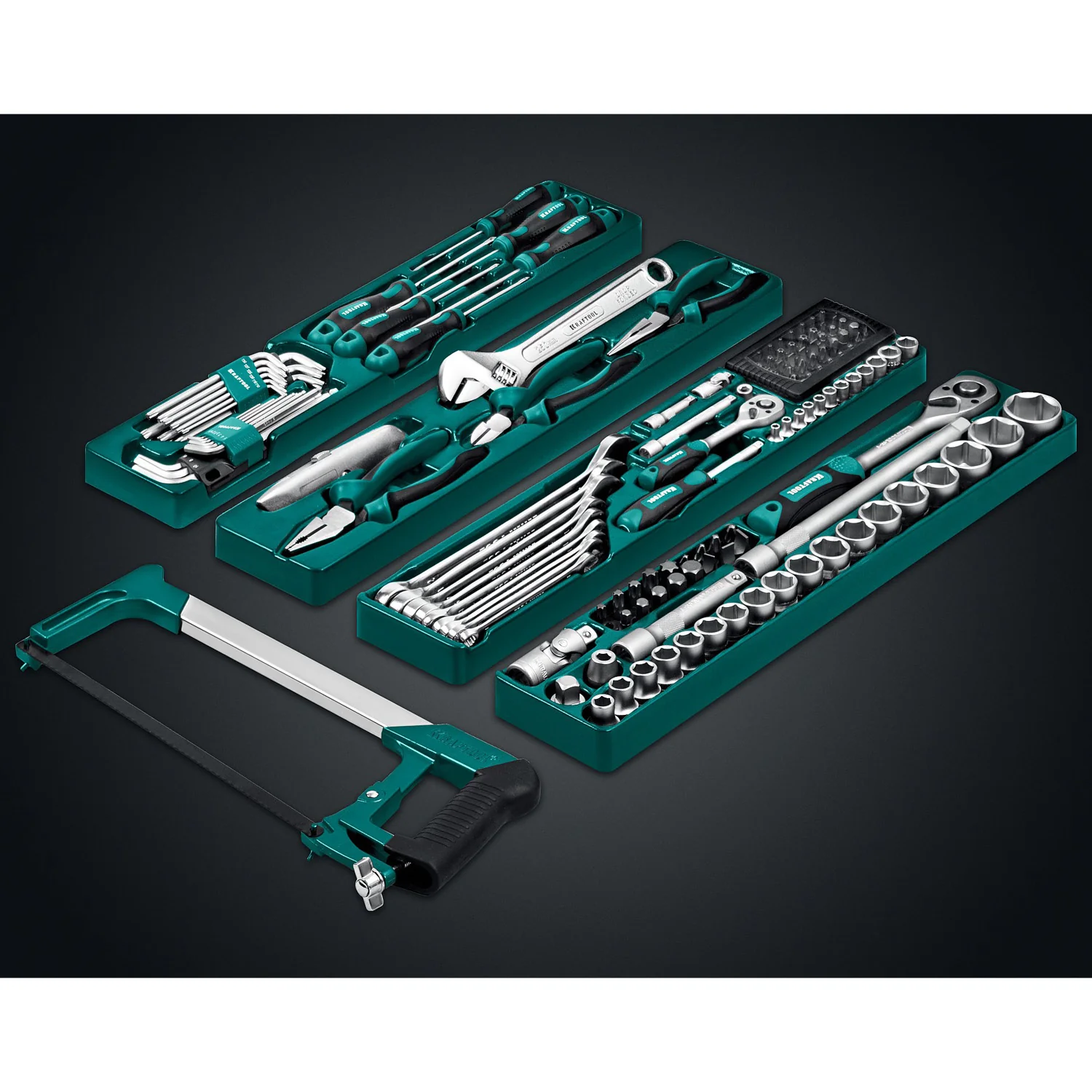 Универсальный набор инструмента KRAFTOOL GRAND-152, 152 предм., (1/2″+1/4″) (27978-H152)