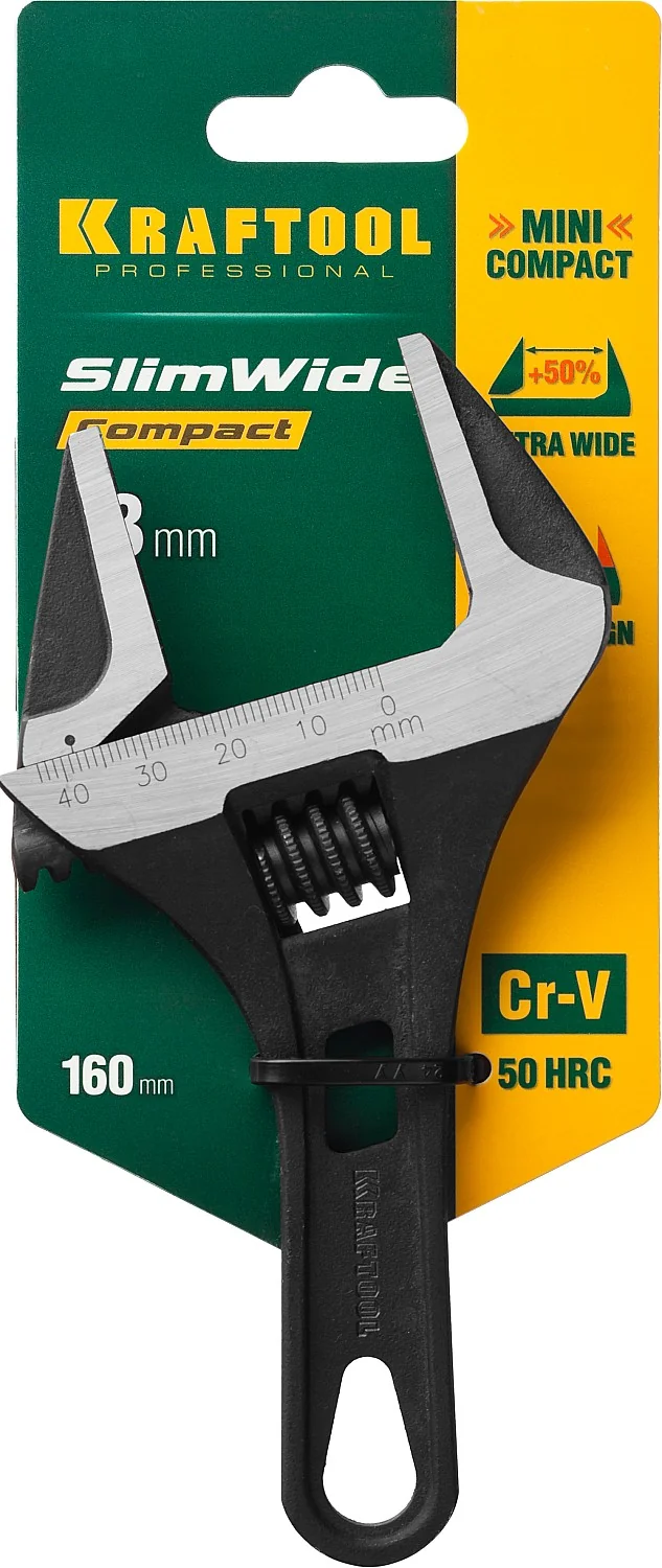 Разводной ключ KRAFTOOL SlimWide Compact, 160/44 мм (27266-25)