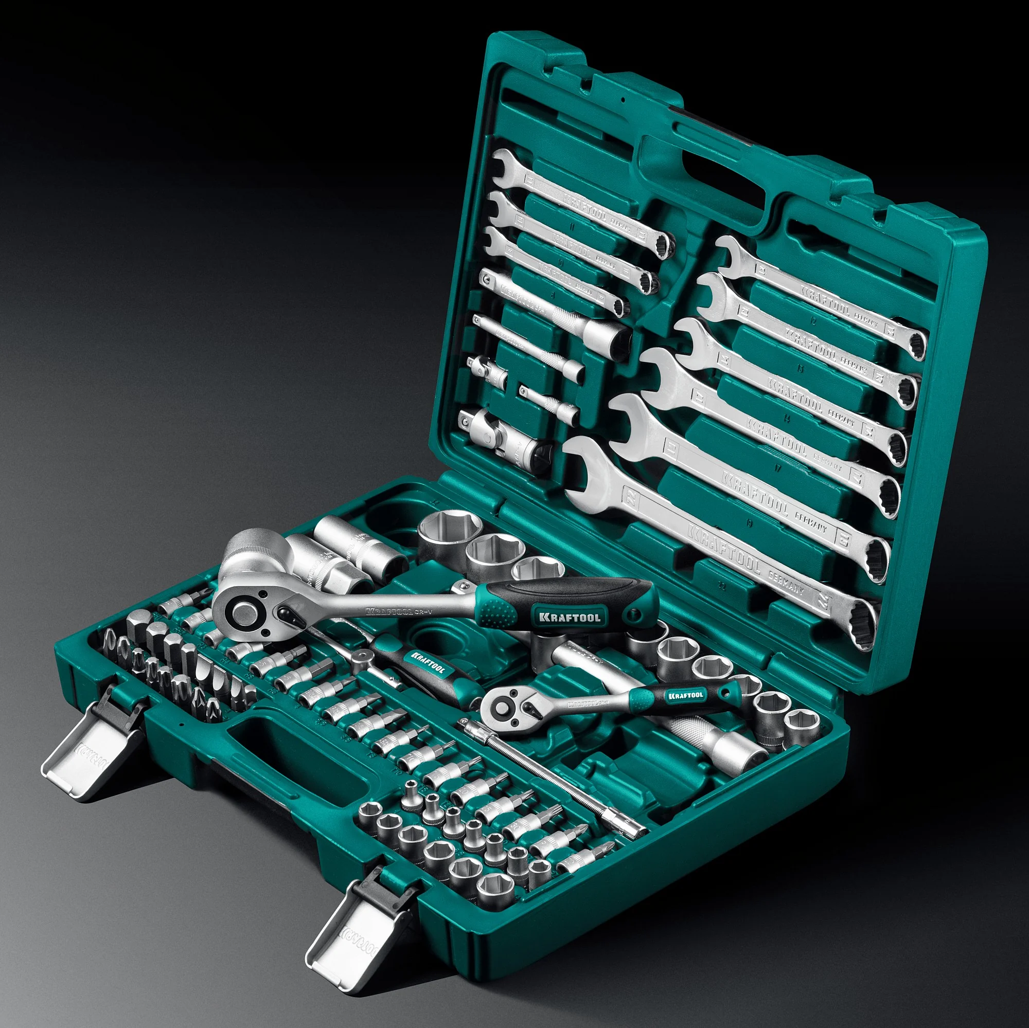 Универсальный набор инструмента KRAFTOOL X-Drive 82, 82 предм., (1/2″+1/4″) (27887-H82)