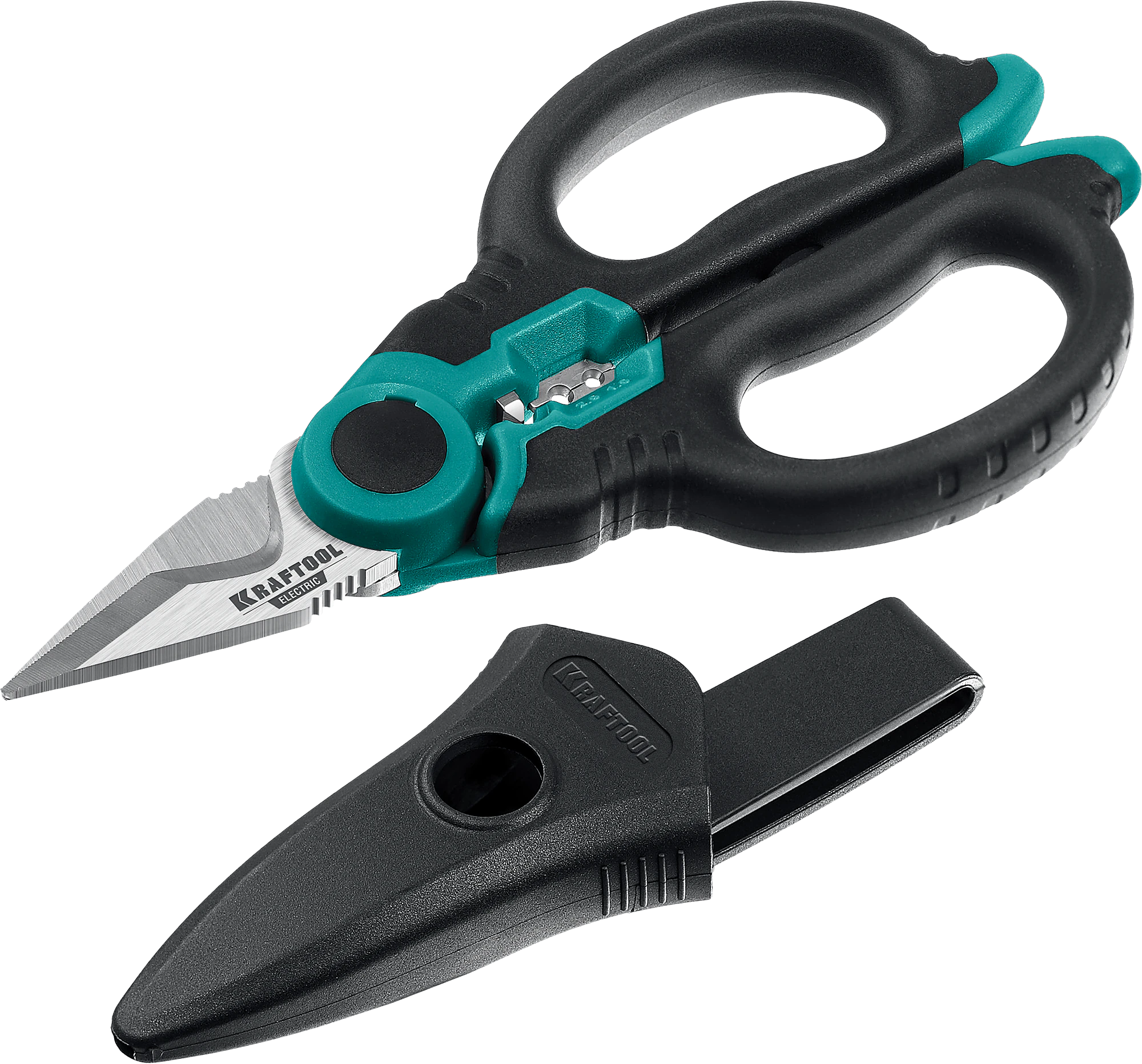 Ножницы электрика KRAFTOOL 4 в 1, 160 мм, с чехлом (23356)