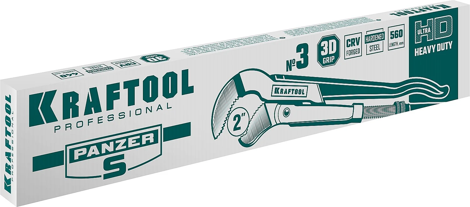 Трубный ключ KRAFTOOL PANZER-S, №3, 2″, 560 мм, с изогнутыми губками (2733-20)