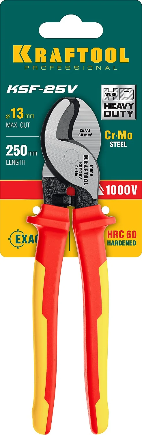 Кабелерез диэлектрический усиленный KRAFTOOL d 13 мм, 250 мм, VDE, 1000 В (23334-25V)