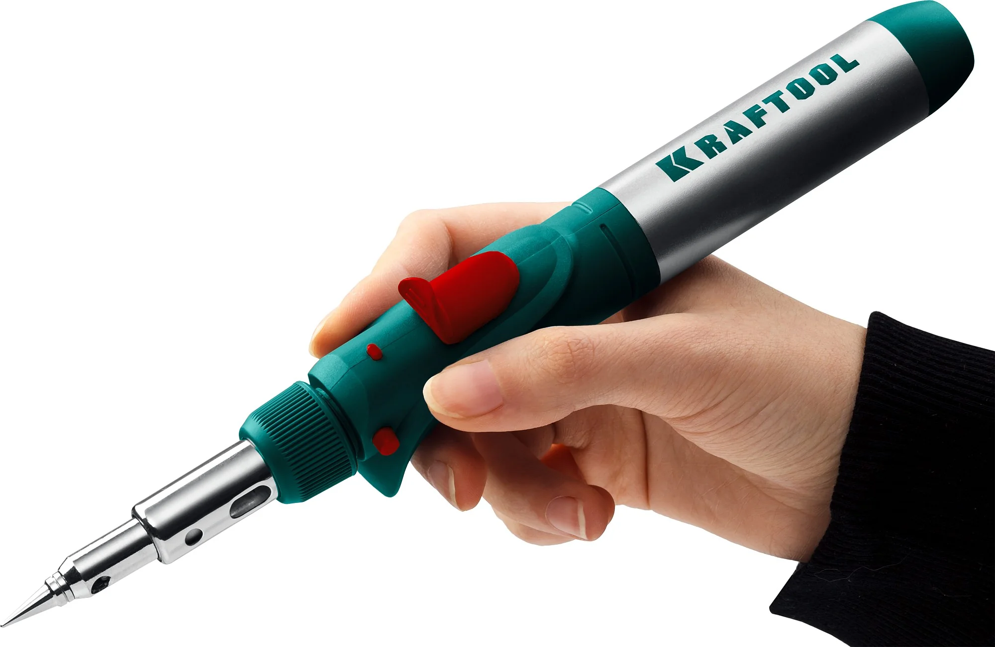 Паяльник газовый KRAFTOOL 120 K, 30 - 120 Вт, 1300°С, горелка, фен, пьезоподжиг, набор 10 в 1 (55503-H10)