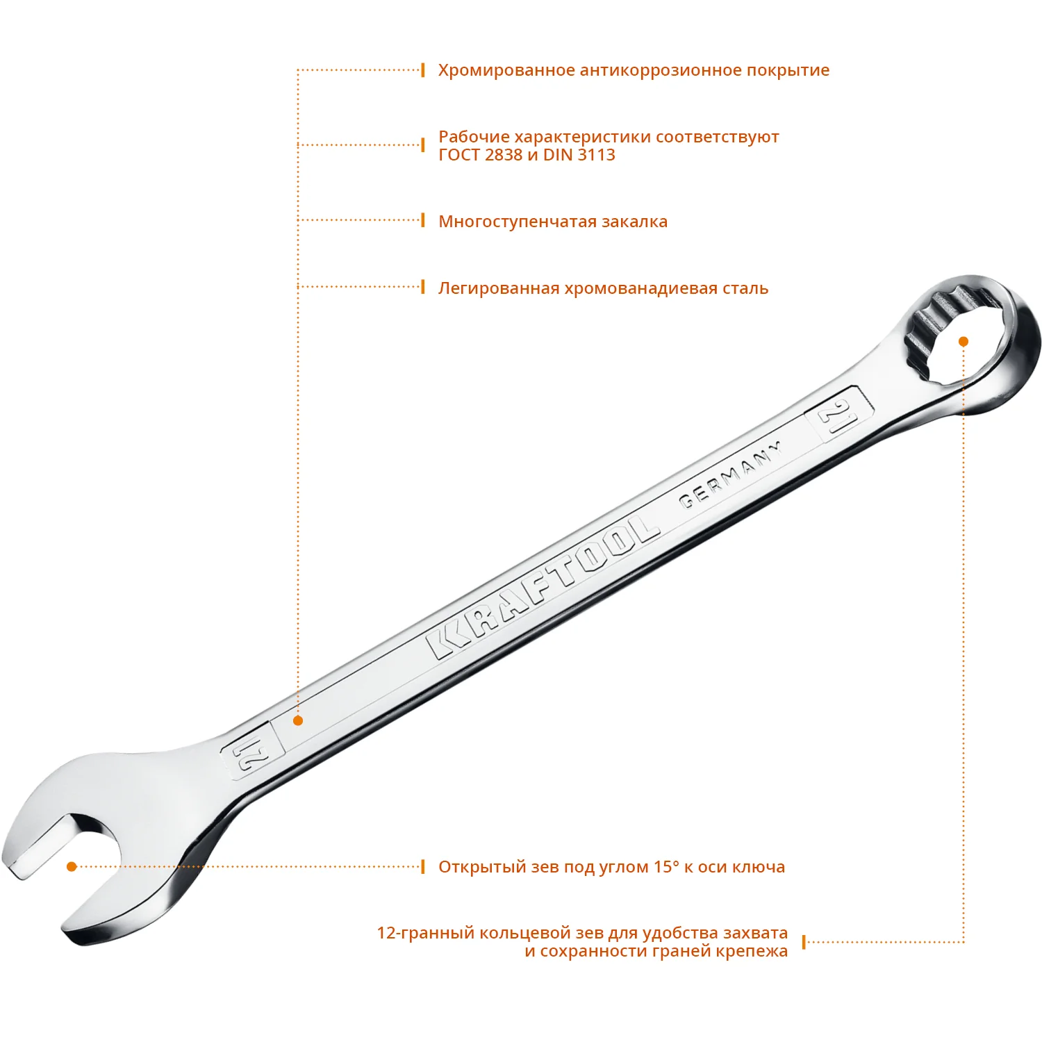 Комбинированный гаечный ключ KRAFTOOL 21 мм (27079-21)