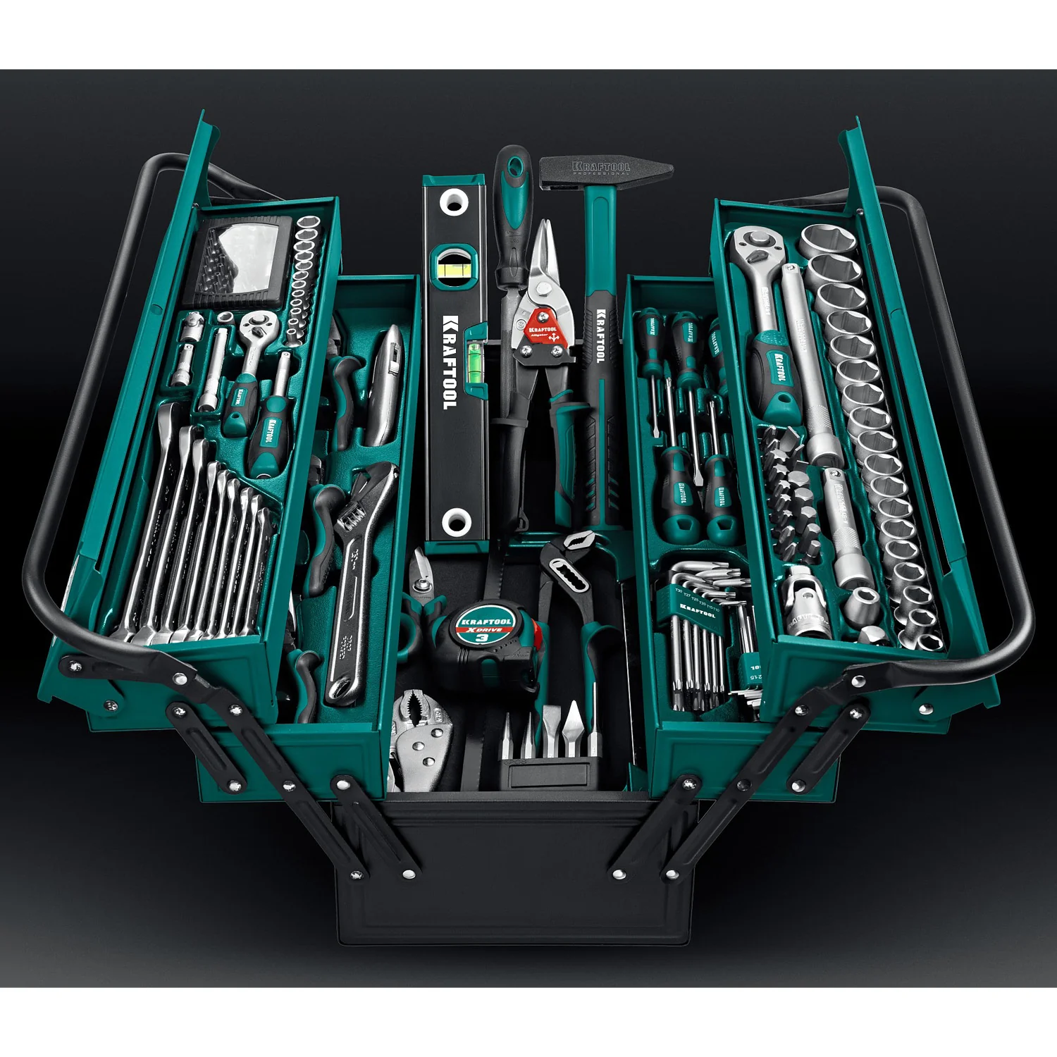 Универсальный набор инструмента KRAFTOOL GRAND-152, 152 предм., (1/2″+1/4″) (27978-H152)